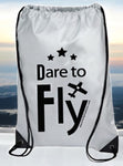 "DARE TO FLY" reflective DRAWSTRING BACKPACK