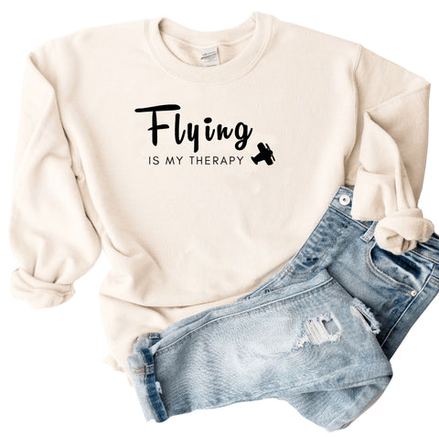 FLYING IS MY THERAPY SWEATER